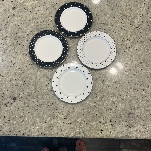 kate spade Larabee Road Black and White Polka Dot Appetizer Plates - Picture 1 of 2